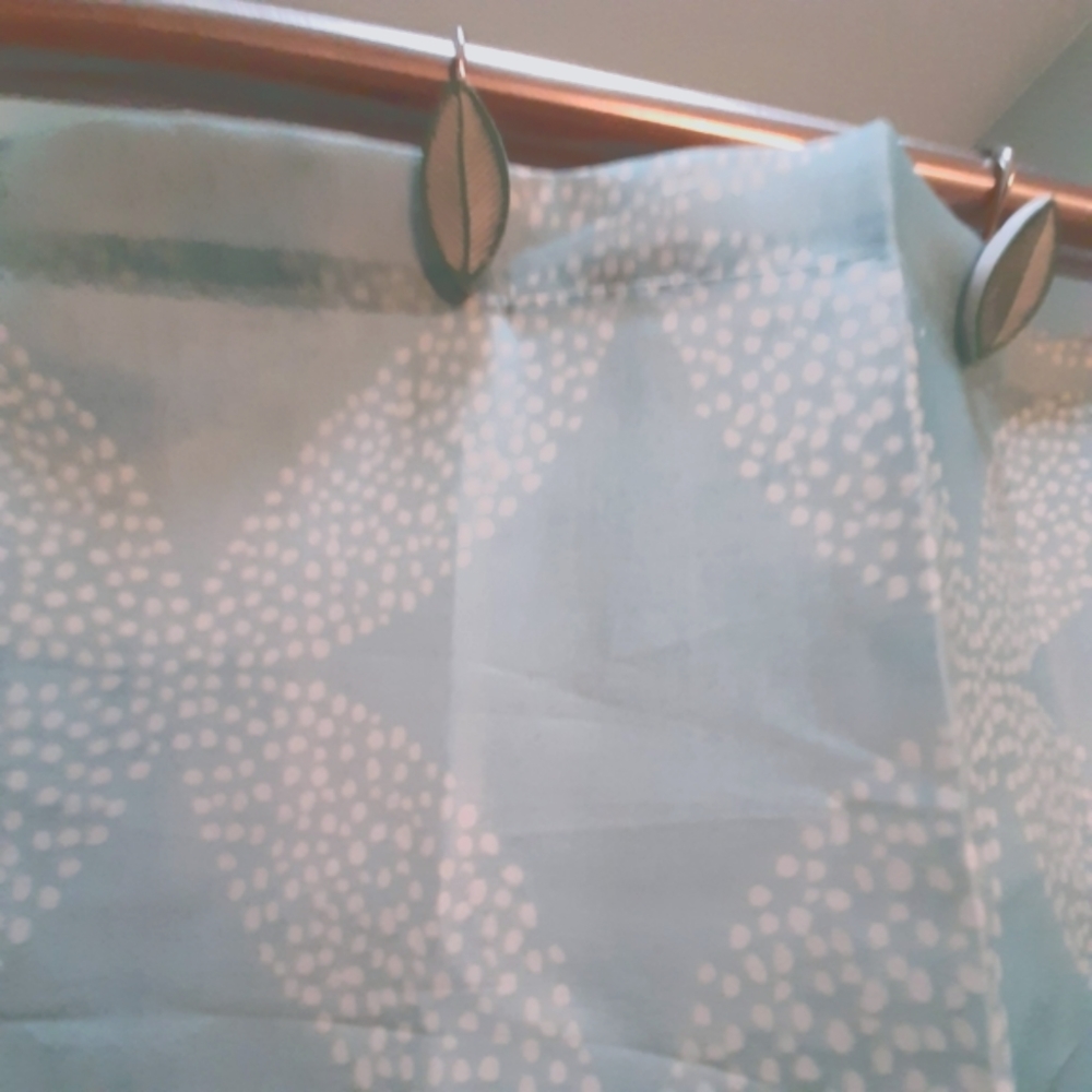 Comfort Bay shower curtain with matching curtain hooks NWT